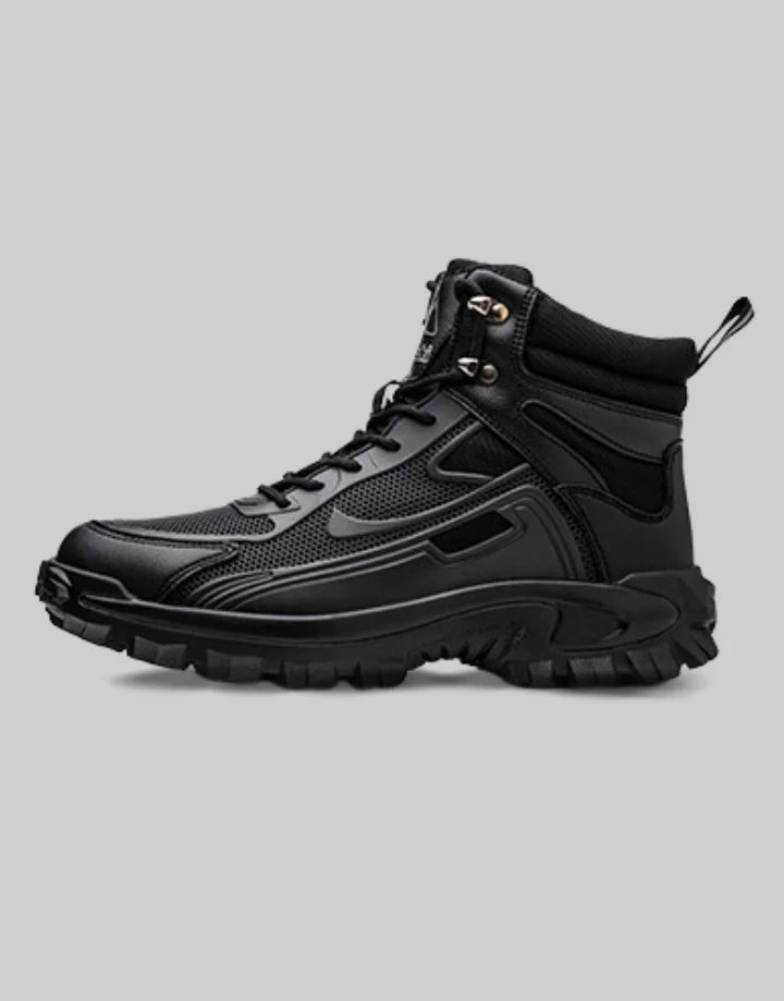 Black Leather High Top Sneakers