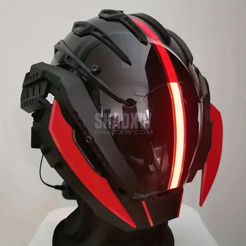 Black Red Cyberpunk Helmet