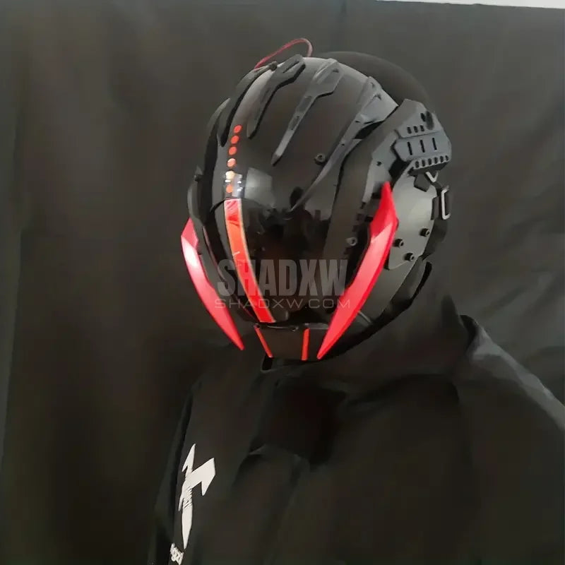 Black Red Cyberpunk Helmet