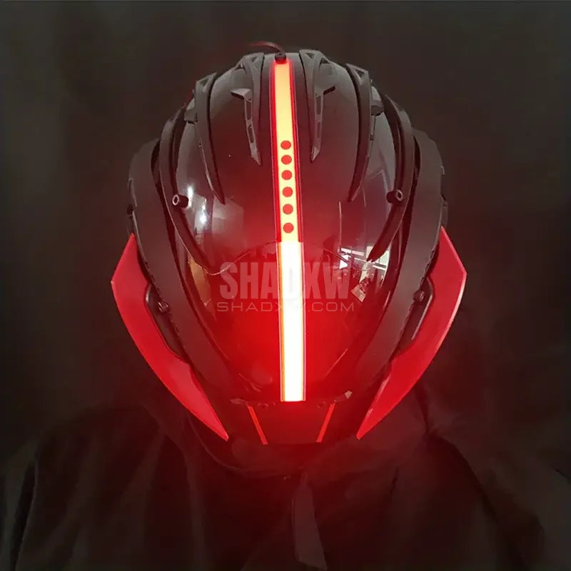 Black Red Cyberpunk Helmet