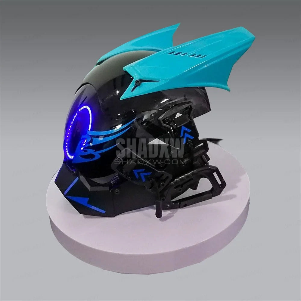 Turquoise Cyberpunk Helmet