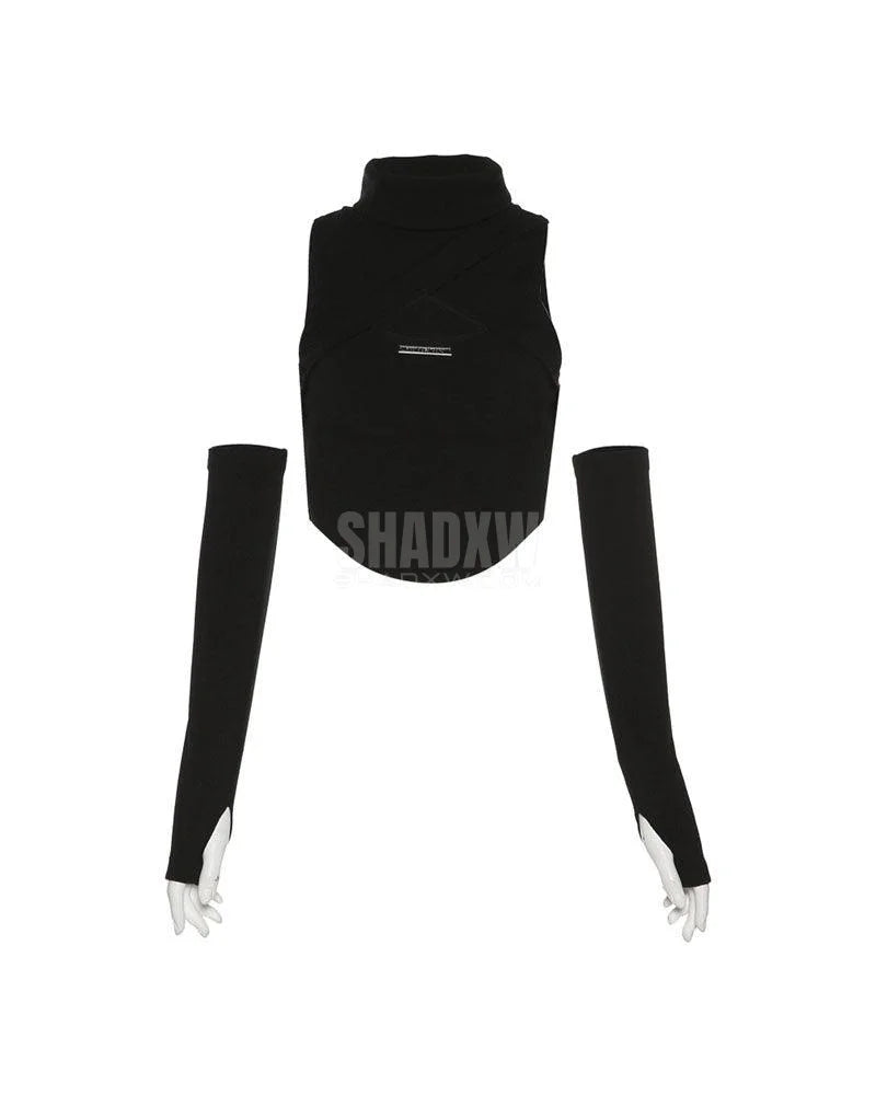 Techwear Turtleneck Cutout Top - Techwear Outfits