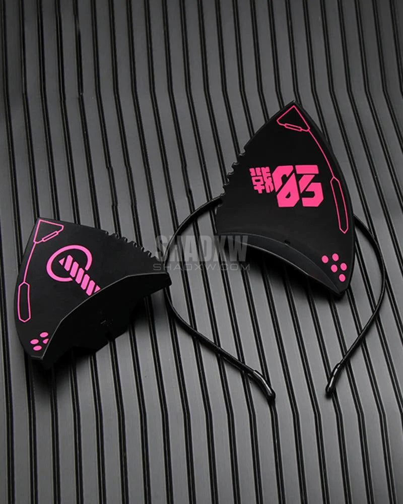 Bad Girl Cyberpunk Cat Ear Headband And Mask (Sold Separately) - Techwear Outfits