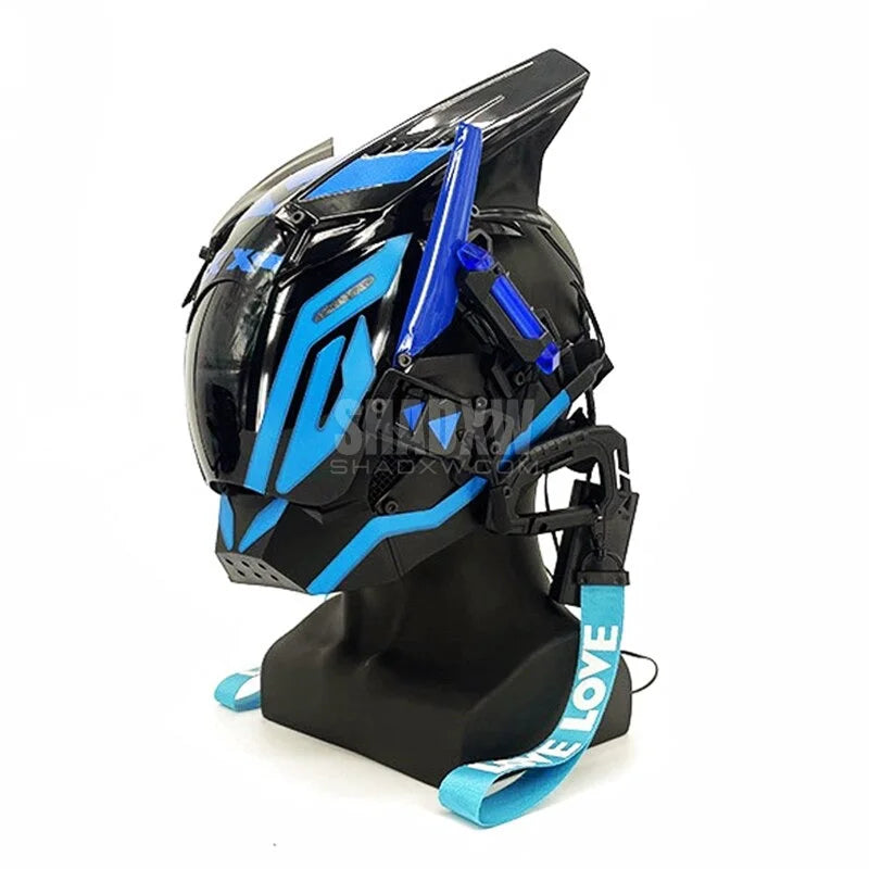 Cyberpunk Helmet Blue LED