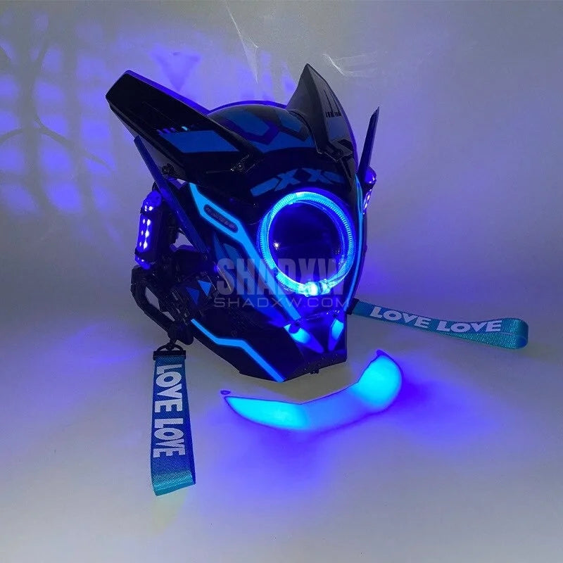 Cyberpunk Helmet Blue LED