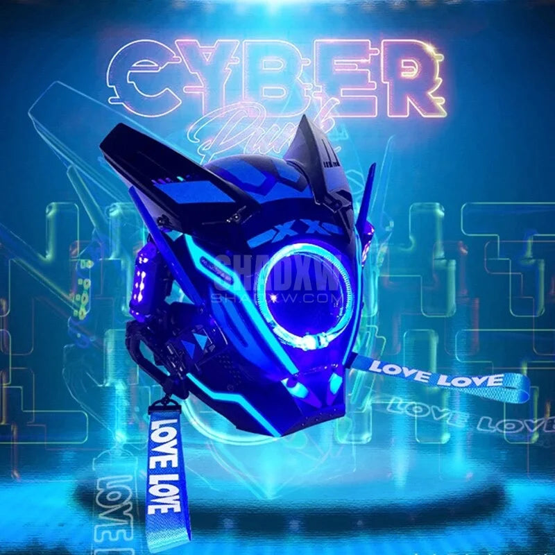 Cyberpunk Helmet Blue LED