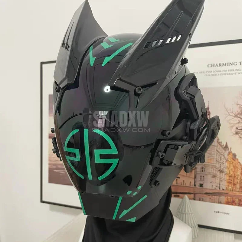 Cyberpunk Helmet Green LED