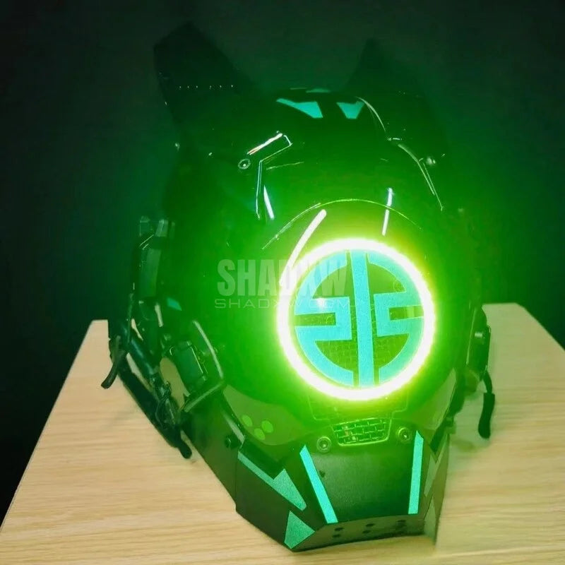 Green Led Cyberpunk Helmet