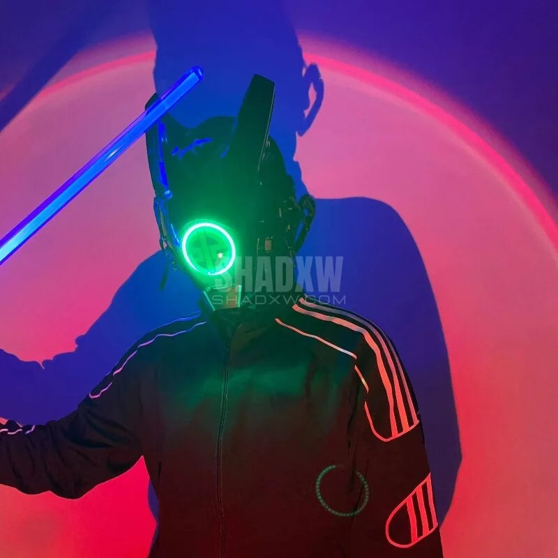 Green Led Cyberpunk Helmet