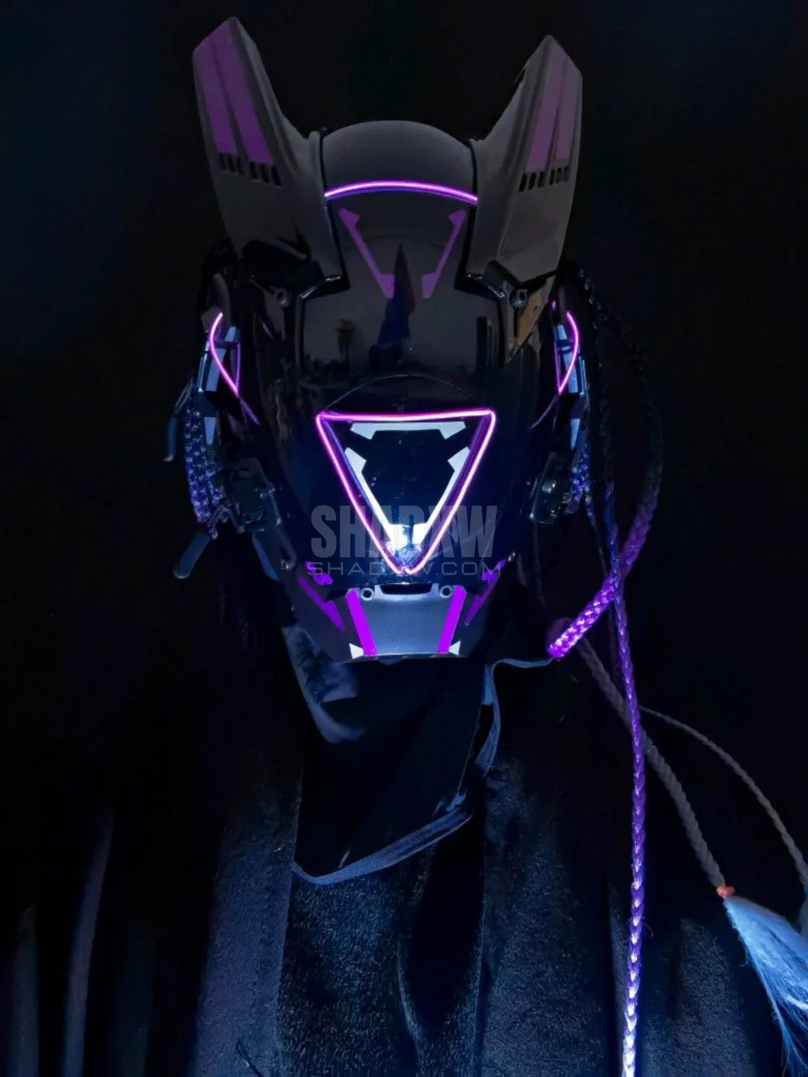 Purple Cyberpunk Helmet with Dread