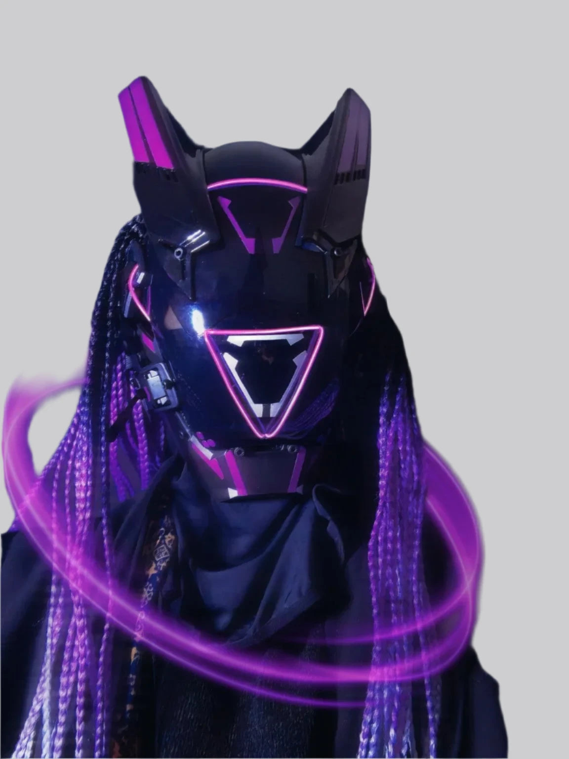 Purple Cyberpunk Helmet with Dread