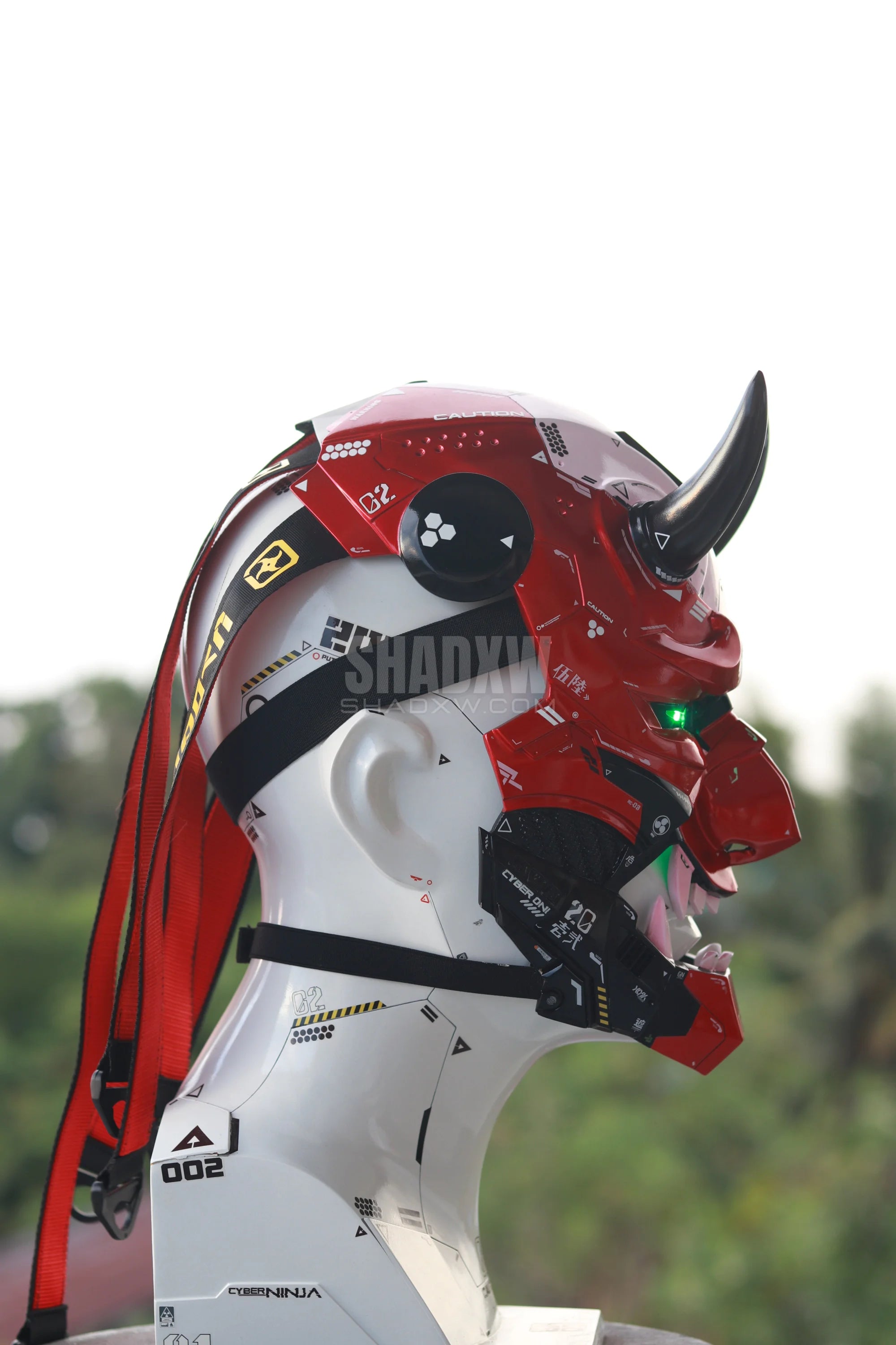 Red Cyberpunk Oni Mask