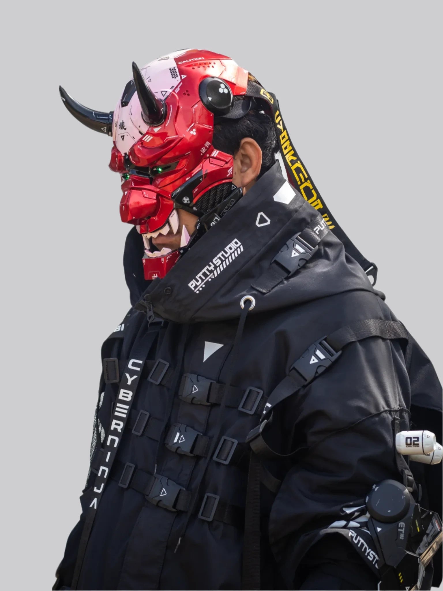 Red Cyberpunk Oni Mask