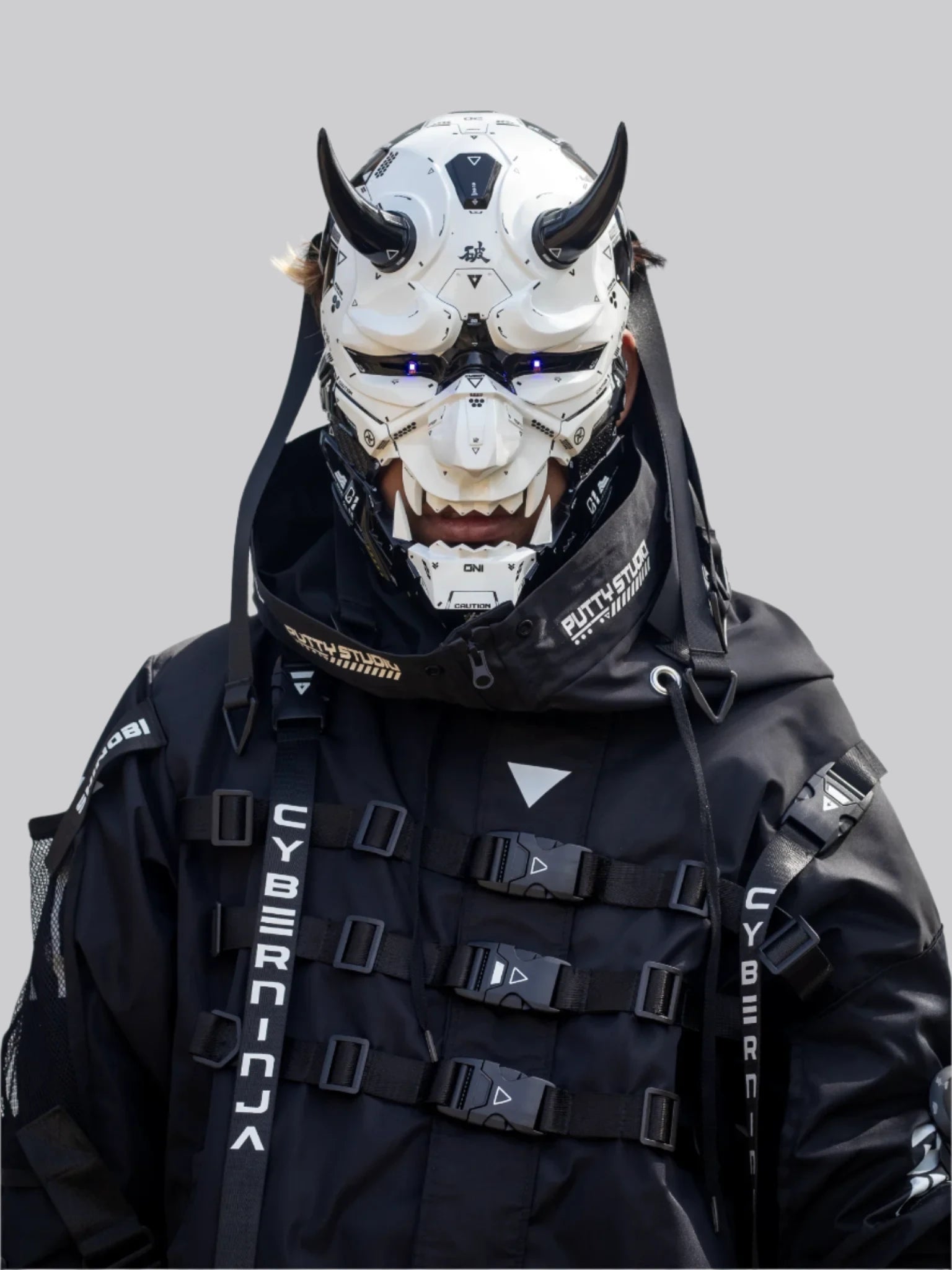 White Cyberpunk Oni mask