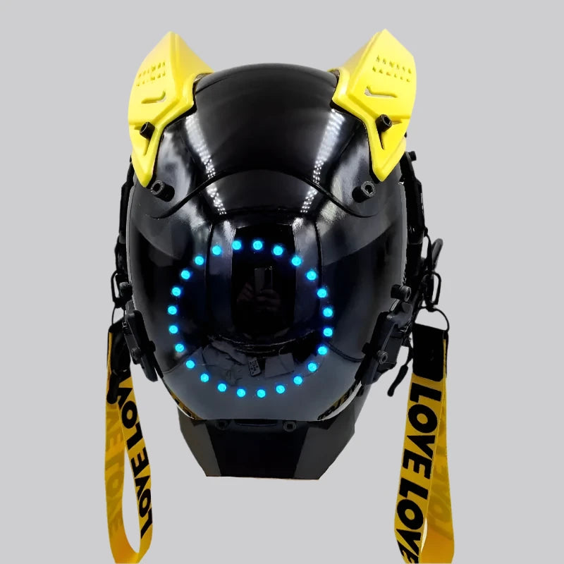 Yellow and Black Cyberpunk Helmet