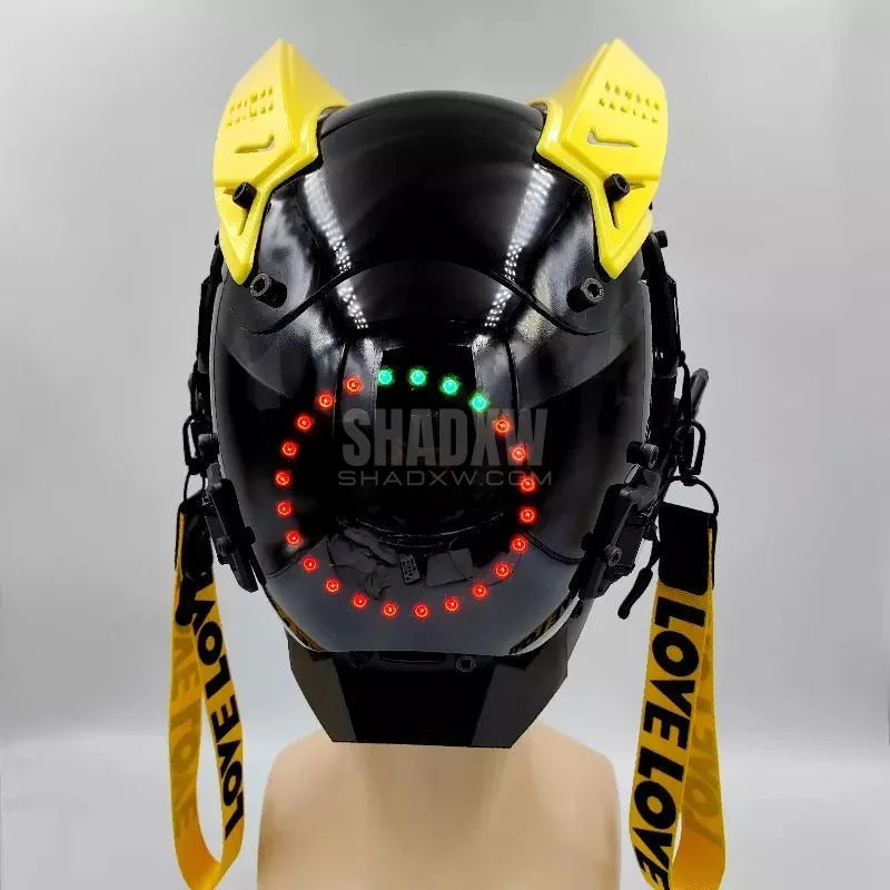 Yellow and Black Cyberpunk Helmet